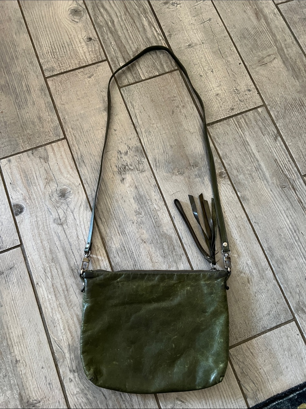 Leather Crossbody Bag in Olive Green